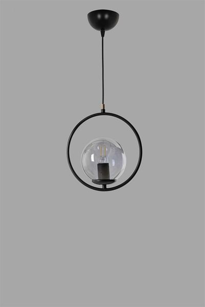Lumexx Black Smoked Glass Single Ring Pendant Lamp