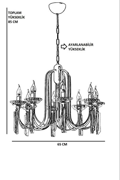 Lumexx KONTES 8 Lİ KROM RUSTİK AVİZE