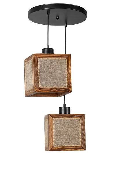 Lumexx Kumsal Walnut Wicker Chandelier with 2 Trays