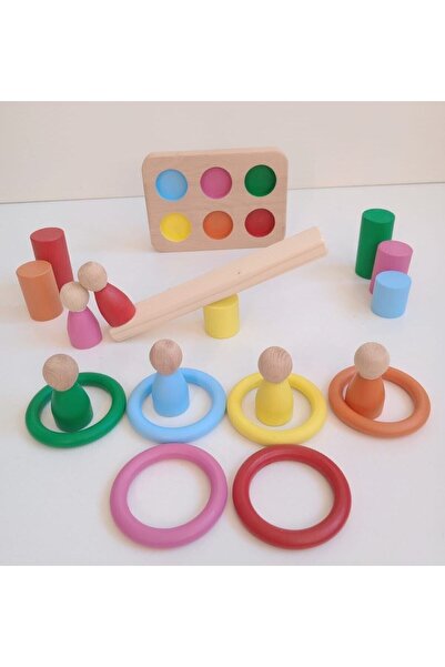 Moccotoys Montessori Halka Silindir Peg Bebek 6 Lı Seti