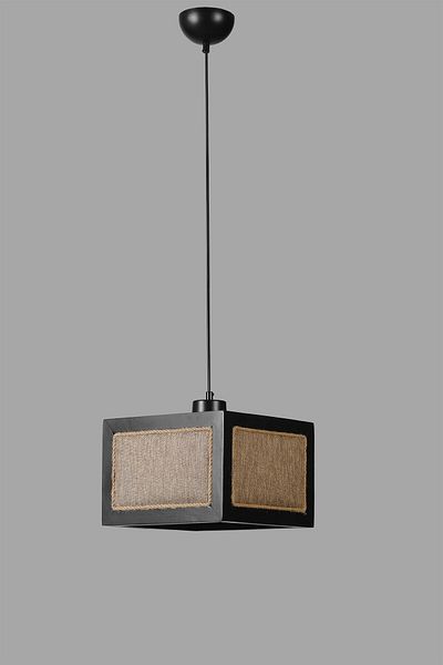 Lumexx Black Wicker Chandelier - Beach Large Single