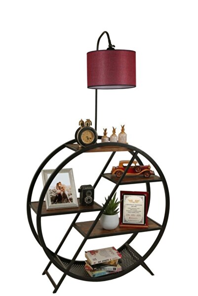 Lumexx Plüton Ceviz Lambader Silindir Hasır Bordo Abajurlu