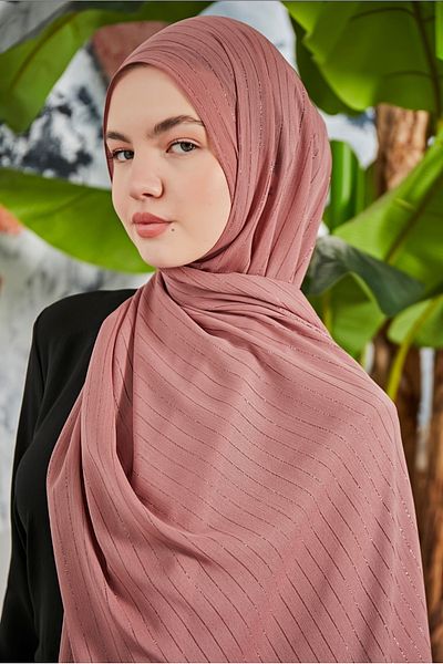 Scarf Διαφανές Glitter Crinkle Chiffon Shawl - Dusty Rose -