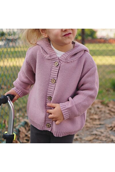 Vennusbaby 100% Cotton Hooded Children's Knitwear Cardigan