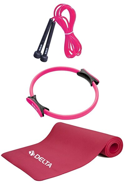 Delta وسادة بيلاتيس 10 ملم، طقم حبل قفز بيلاتيس 38 سم