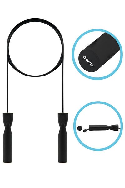 Delta Length Adjustable Black Jump Rope with Ball Bearings
