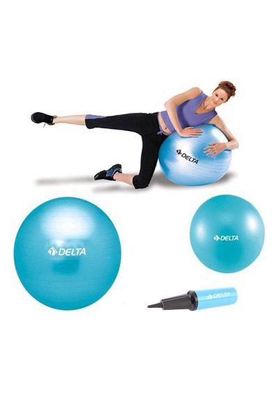 Delta Pilates Ball and Balance Ball Pump Set Suitable for 140 cm and 159 cm Height Range