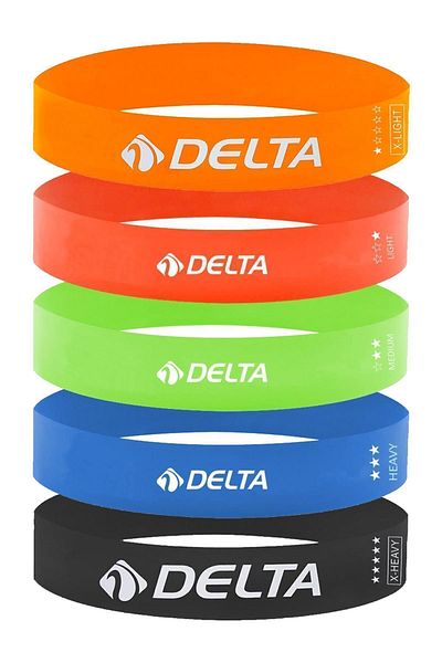 Delta Latex 5 Farklı Direnç Aerobik Pilates Direnç Egzersiz Bandı Squat Lastiği (Uç Kısmı Kapalı)