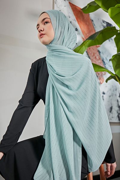 Scarf Şal din şifon cu sclipici transparent - Ice Blue -