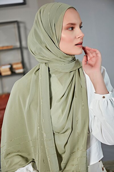 Scarf Φανταχτερό ριγέ σάλι Arya Chiffon - Mint Green -