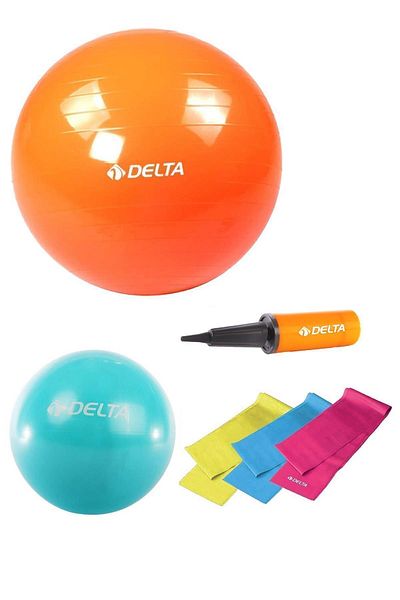 Delta Suitable for 170-179 Cm Height Range - 75 Cm and 20 Cm 2 Pilates Ball 3-piece Band Pump Set of 6