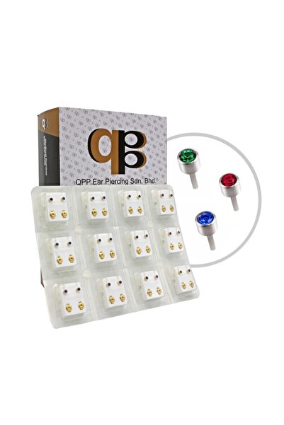 QPP Quality Piercing Products 12 Çift Beyaza Karışık Kulak Delme Küpesi