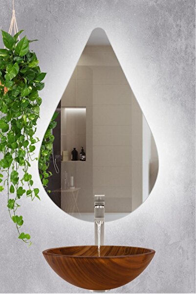 KaraçamDekor Led Işıklı Damla Şekli Banyo Ve Konsol Aynası