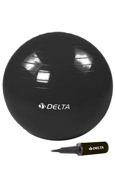 Delta 75 Cm Black Pilates Ball and Pump Set - Suitable for 170 Cm and 179 Cm Height Range