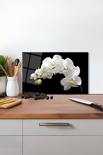 Vosevu White Orchid Glass Cutting Board, Silicone Legs, Heat Break Resistant,...