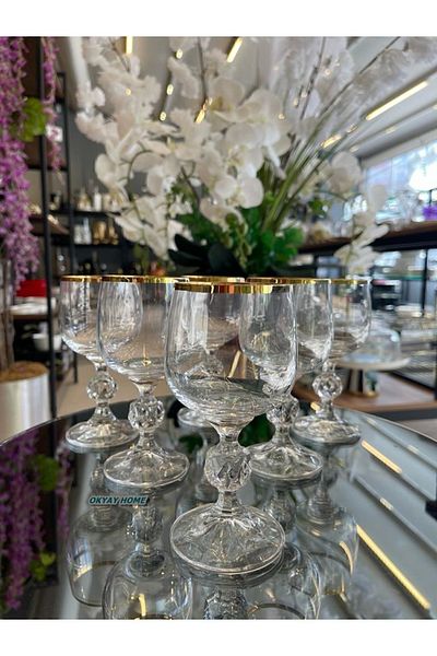 Paşabahçe Bohemia Real Gilt 160cc Crystal Coffee Side Water Cup, Soft Drink Cup, Dowry Box
