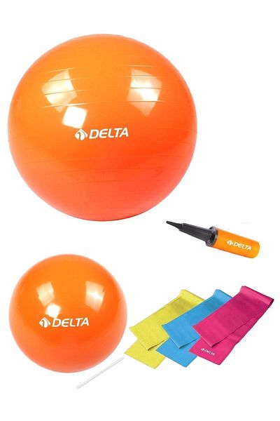 Delta Suitable for 160-169 Cm Height Range - 65 Cm and 25 Cm 2 Pilates Balls, 3-piece Pilates Tape and Pump Set of 6
