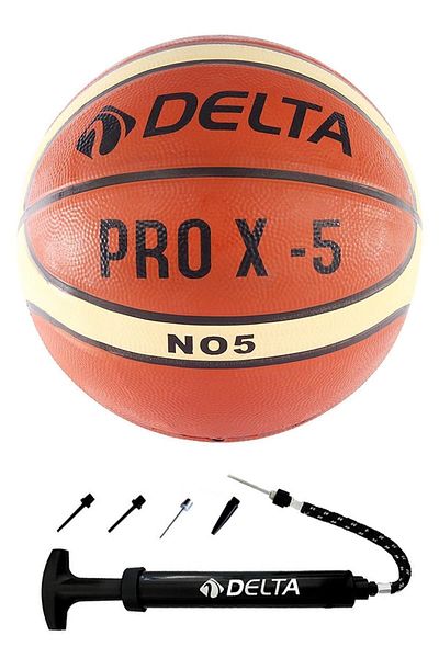 Delta Brown Pro X Deluxe Rubber Size 5 Basketball Ball + Ball Pump Size 5 Pump Included