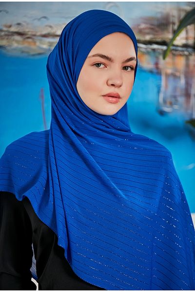 Scarf Διαφανές Glitter Crinkle Chiffon Shawl - Saks Blue -