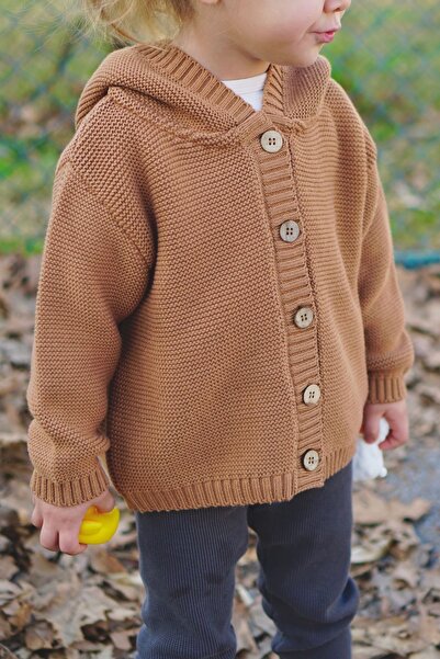 Vennusbaby 100% Cotton Hooded Children's Knitwear Cardigan