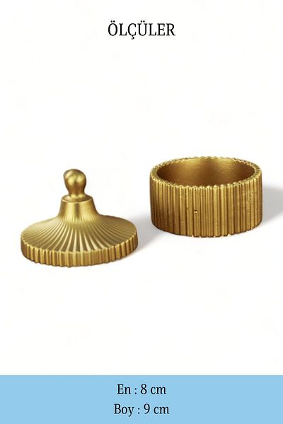 Evene Cutie decorativă multifuncțională de culoare aurie cu capac - Model 15