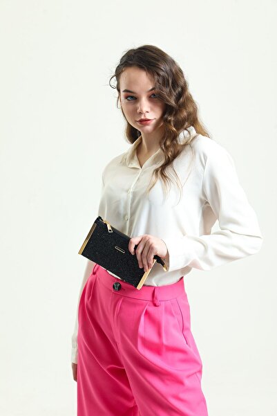 Evident Black Stone Patterned Small Portfolio & Women's Handbag (19 X 11)