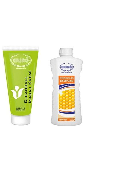 Ersağ Cleanball Massage Cream and Shampoo with Propolis - 200 ml/1000 ml (Normal-Oily Hair)