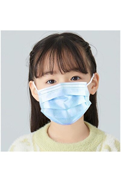 LİGHT HOUSE 50 Adet Çocuk Maske 3 Katlı,filtreli,lastikli,burun Telli Ultraso...