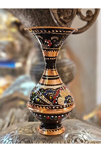 Zinnun Bakır mine işlemeli Dekoratif Vazo 18 cm
