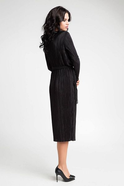 Laranor Women's Black Degaje Collar Pleat Dress 16L5031