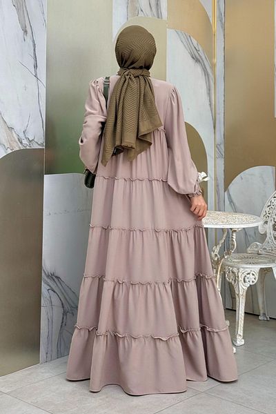 Bym Fashion Φαρδύ φόρεμα με στρώσεις σε πέτρα - Μοντέλα 6023
