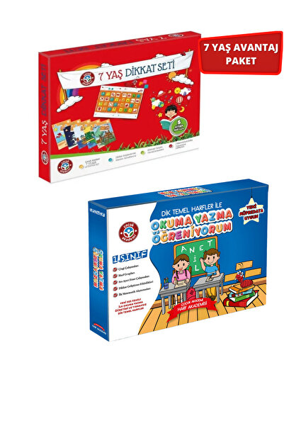 Çocuk Akademi 7 Yaş Dikkat Ve Okuma Yazma Öğreniyorum Seti Ikili Paket