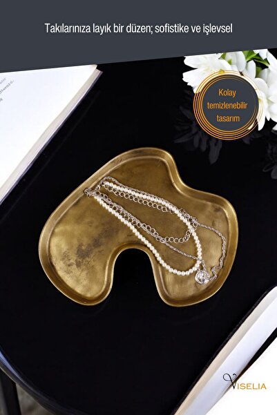 Viselia Takı Tabağı Takı Organizeri Takı Makyaj Kozmetik Düzenleyici Altın Eskitme Renk Model 16