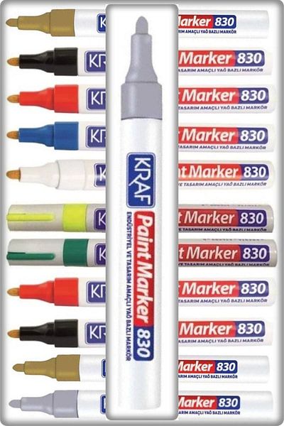 TAN EXPRESS Kraf Paint Marker 830 - Oil Based, Furniture Metal Touch Up, Demirbaş and Silver Colored Pen 1 Piece