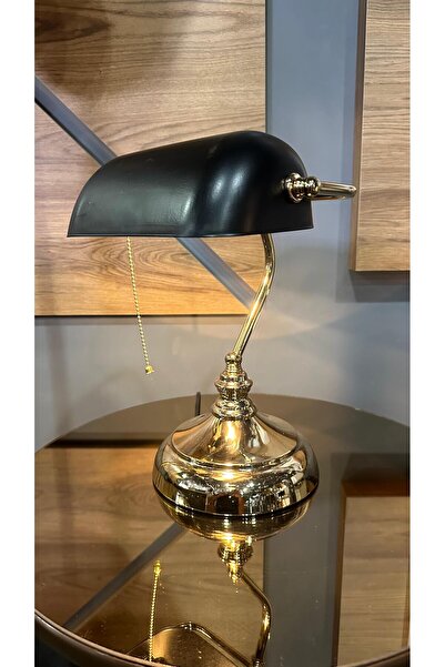 AbajurAksesuar Banker Masa Lambası Gold Siyah