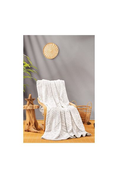 Cotton Box Emboss Double Blanket Cream