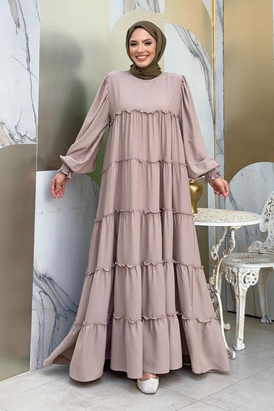 Bym Fashion Φαρδύ φόρεμα με στρώσεις σε πέτρα - Μοντέλα 6023