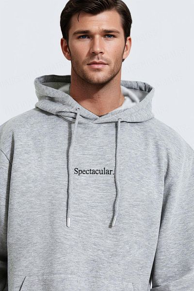Millionaire Ανδρικό φούτερ με κουκούλα σε γκρι Oversize - Spectacular printed, 3 Thread Raster, Kangaroo Pocket