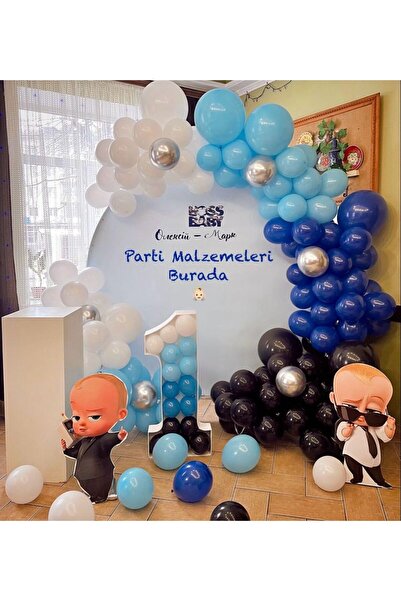 Partimalzemeleriburada 1 Yaş Erkek Çocuk Patron Bebek Doğum Günü Balon Seti 5...