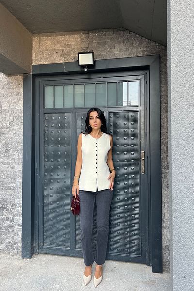 Seda Yalçın Atelier Smoke Color - Cut Leg Length Fit Jeans
