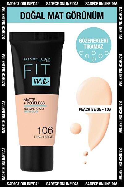 Maybelline New York Fit Me Matte Poreless Fondöten -106 Peach