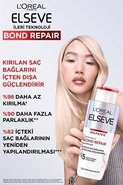 ELSEVE Bond Repair Bağ Onarıcı Saç Bakım Seti: Onarıcı Bakım Kremi 150ml + Güçlendirici Şampuan 200ml