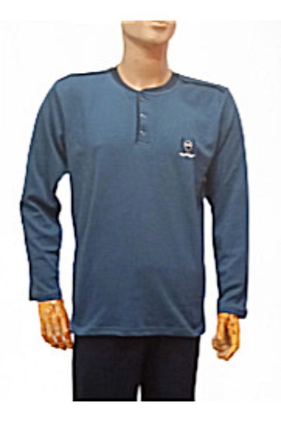 Mefa Pijama بيجامة رجالية زرقاء بثلاثة أزرار