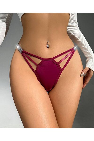 İntive Lingerie Tanga de damă din bumbac, cu snur strălucitor, pentru utilizare zilnică/fantezie-1015