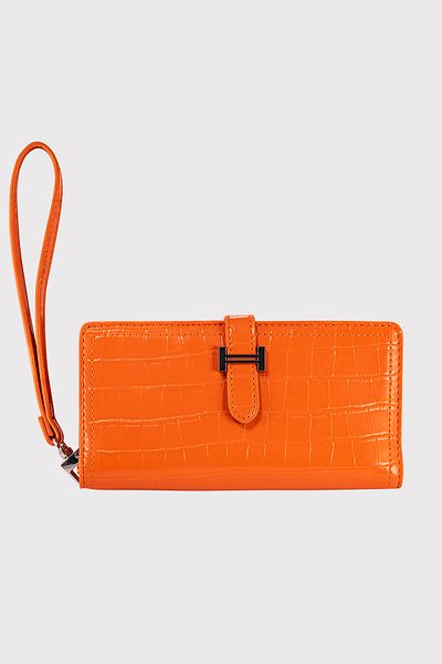 Garbalia Orange Croco Patterned Astana Belted Zippered Women's Wallet