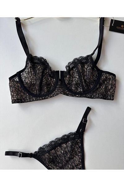İntive Lingerie Miley Γυναικείο Σετ σουτιέν με λεπτομέρεια από τούλι με λεπτομέρεια δαντέλας Γυναικείο Σετ σουτιέν B Cup
