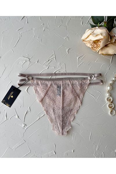 İntive Lingerie Γυναικείο στρινγκ με δαντέλα με γυαλιστερή πέτρα στη μέση