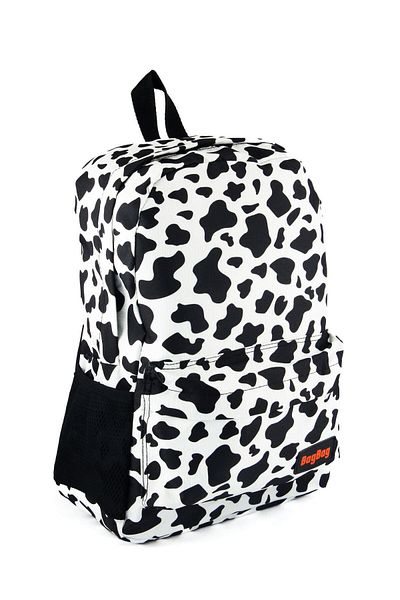 AlpCollection Rucsac de școală casual unisex cu model din piele de vacă, imprimat digital