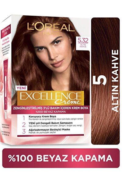 L'Oreal Paris L'Oréal Paris Excellence Creme Saç Boyası - 5.32 Altın Kahve