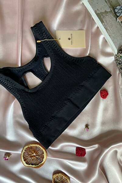 İntive Lingerie Γυναικείο αθλητικό σουτιέν Harlow χωρίς ραφές μαύρο με λεπτομ...